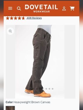Heavyweight Brown Canvas Women's Work Pants